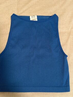 Cotton On Blue Ribbed Crop Tank Top